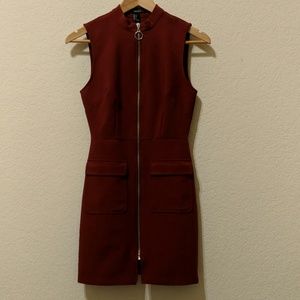 Red zip up dress